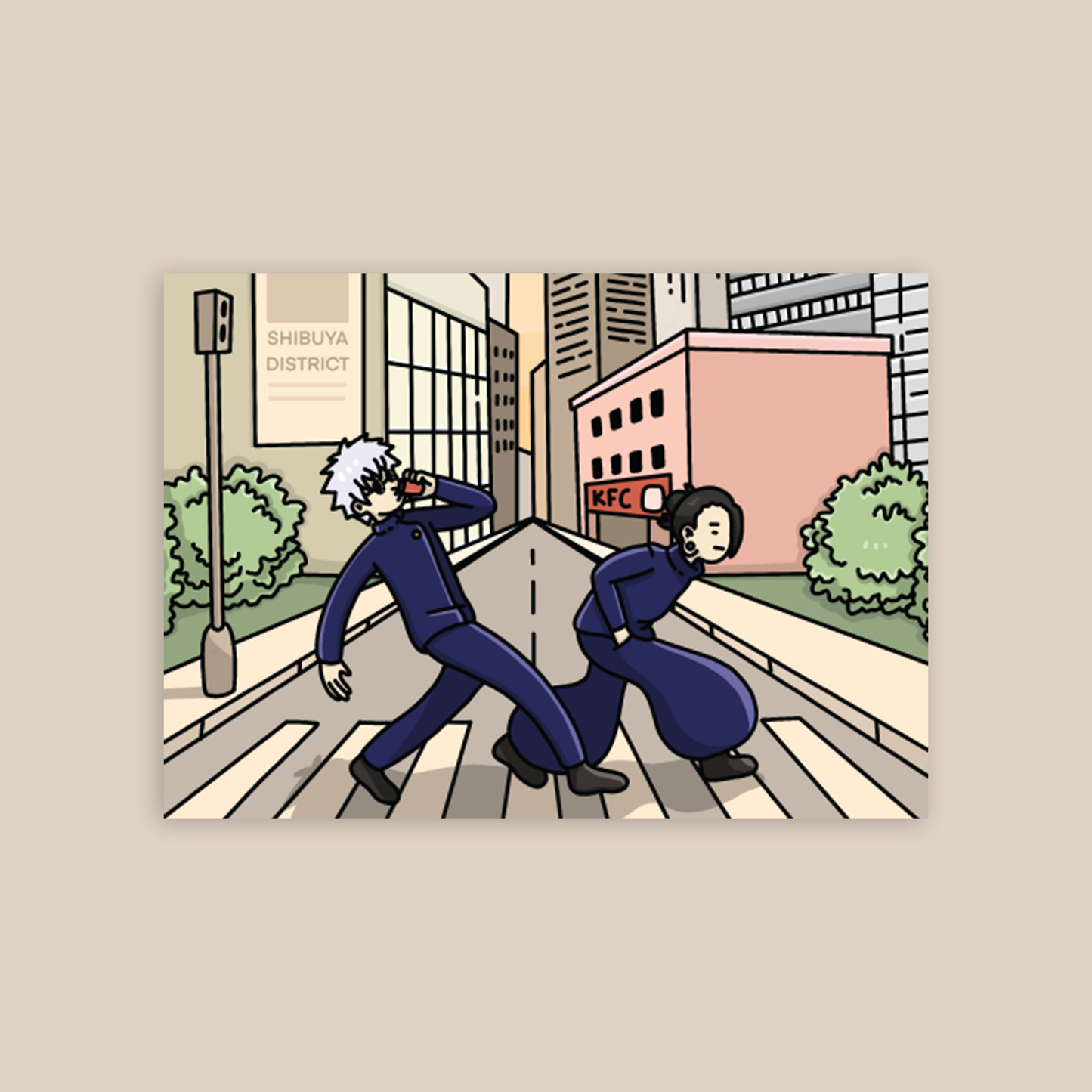 Iconic Gojo and Geto Walking Art Print