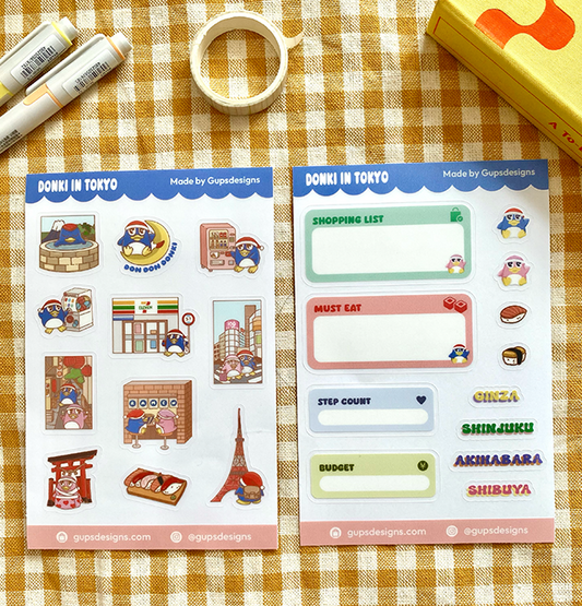 Donki in Tokyo Journal Sticker Sheet Pack