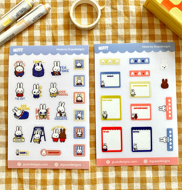 Miffy Journal Sticker Sheet Pack – Gupsdesigns